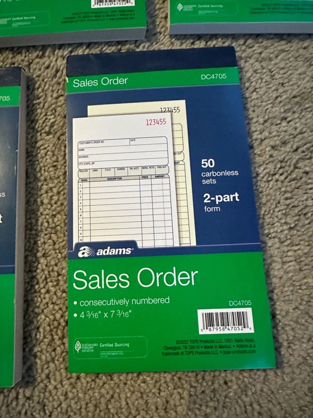 DC4705 - Adams Carbonless 2-Part Sales Book,‎ 4 3/16